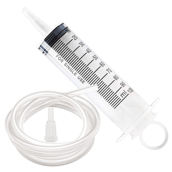 Syringe 100ml with 1m Hose, Catheter Attachment and Luer Adapter.