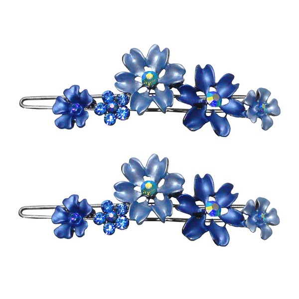 Bella Set of 2 Hair Barrettes Hair Clips With Snap-on Clip for Thin Hair 2 Count YY86400-11-2blue