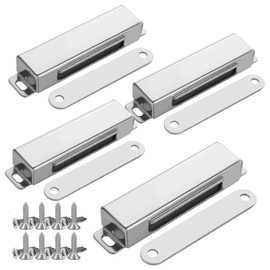 ASelected 4Pcs Magnetic Door Catch Magnetic Catches for Cupboards Stainless Steel Magnets Heavy Dutyfor Cabinet Door Drawer Latch Cupboard Closet Close 48Kg Silver