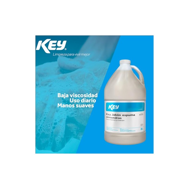 KEY Jabón Espuma de Almendras, 4L | Para Manos y