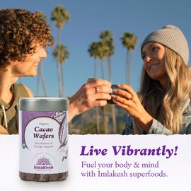 Imlakesh Organics Cacao Wafers, 100% Dark Chocolate (14oz Metal Jar)