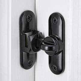 Wocoe 90/180° Barn Door Latches，Right Angle Door Lock,Zinc Alloy Flip Latch for Cabinets, Windows, Gardens, Barn, Bathroom,Cabinets and Small pet Cages(2,Black)