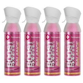 Boost Oxygen Medium Balance Pink Grapefruit Aroma 5L Canister | Respiratory Support for Aerobic Recovery, Altitude, Performance & Health (4 Pack)