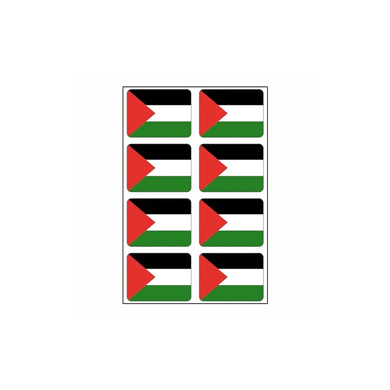 Generisch Set of 8 Palestine Flags Sticker Set, Black, White,