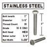 (10 Sets) 1/4-20x1" Stainless Steel Hex Head Screws Bolts, Nuts,