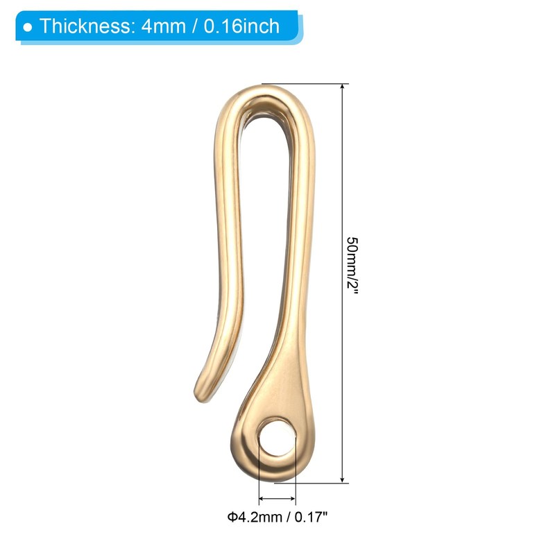 PATIKIL 2.4 Inch Fish Hook Keychain, Solid Brass U Hook