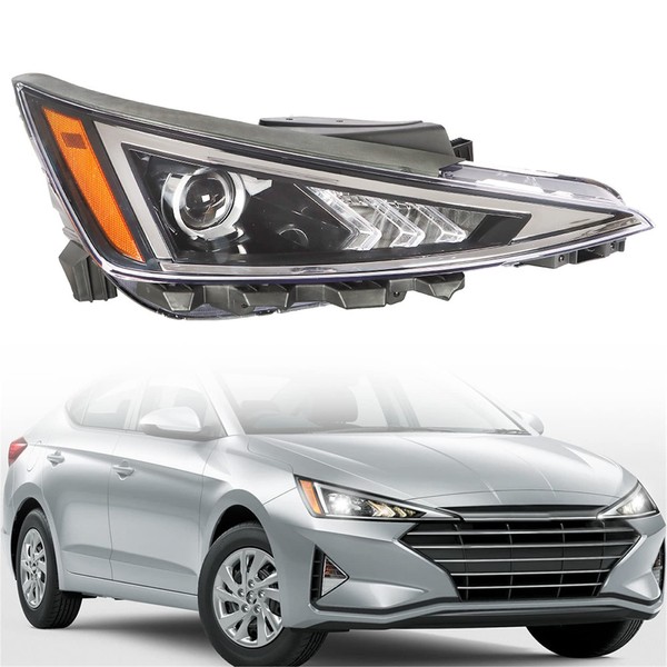 labwork Replacement for 2019 2020 Hyundai Elantra Projector Headlight Assembly Right Side (Passenger Side)