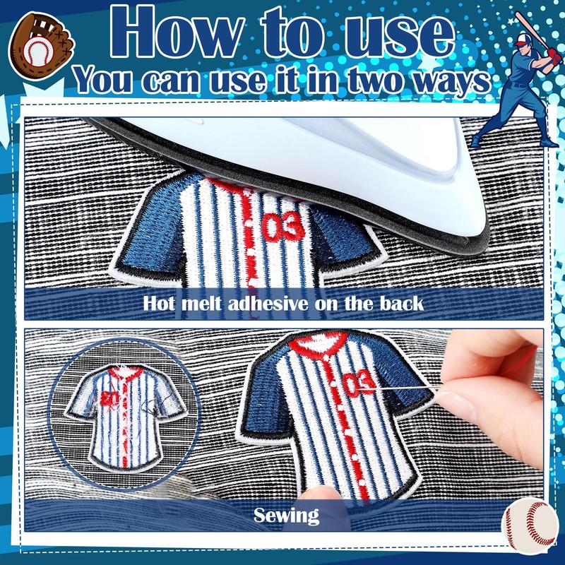 HunnmingRe 72 Pcs Baseball Iron on Patches Chenille Embroidered Baseball