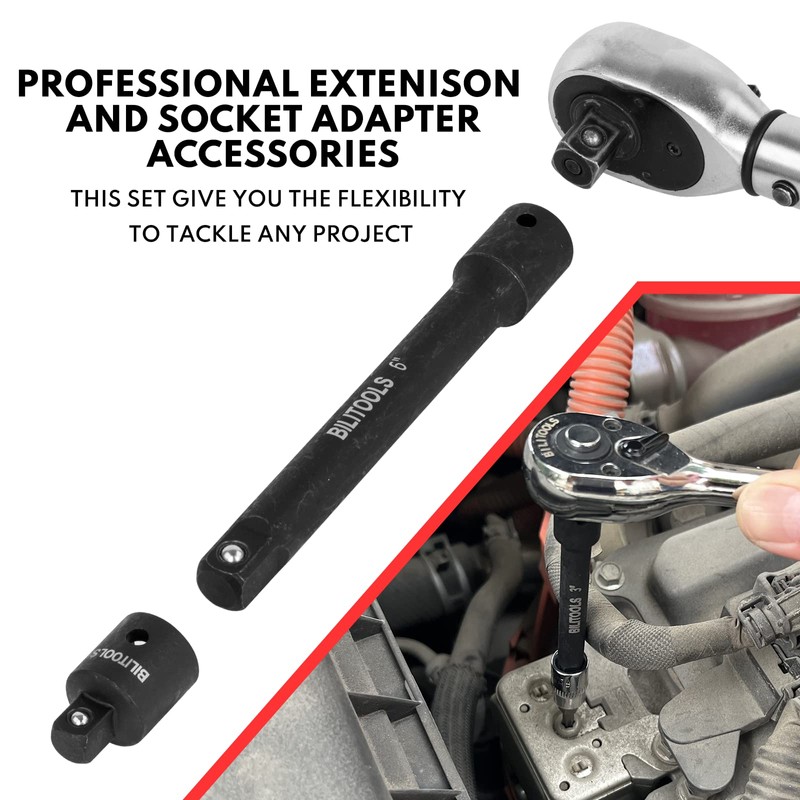 BILITOOLS 18-Piece Impact Socket Extension Set,includes 1/4" 3/8” & 1/2”