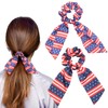 2PCS 4th July Hair Scrunchies for Women Girls American Flag