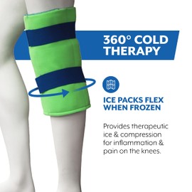 Brownmed Polar Ice Large Knee Wrap - Wearable Cold Therapy Ice Pack for Pain Relief & Recovery - Standard