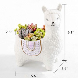 VanEnjoy 6 inch Cute Alpaca Succulent Pots, Animal Decorative Ceramic Planters for Indoor Gardens and Cacti, Colorful Office and Home Decor for Living Room,Kitchen, or Desk