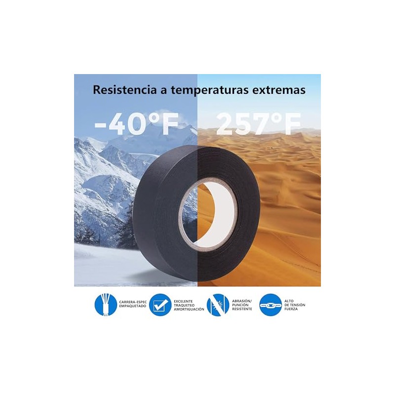 2 rollo Cinta de Aislar De Tela Automotriz,Resistente Altas Temperaturas,Antidesgaste,Sin