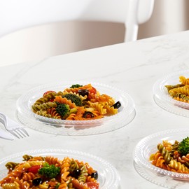 PLASTICPRO 40 Pack Clear Plastic Plates 7 Inch Durable Disposable Plastic Dinner Plates for Parties Events BBQ