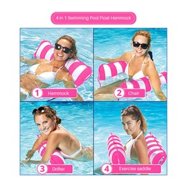 Dizhilv-red Pool Hammock, Pack of 2 Air Mattress, Pool Toy, 4-in-1 Inflatable Water Toy, Pool Accessories, Water Hammock Adult for Armchair, Mattresses, Seat