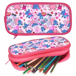 WFRPABY Stiitch Pencil Case Cute Organiser with Zip and Compartments Large Capacity F Pencil Case F Pencil Case for Students and Offices Pencil Case Girls Teenagers