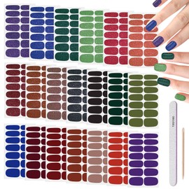 DANNEASY Nail Polish Strips (20 Sheets - Dark Solid&Glitter) Gel Nail Stickers Full Nail Wraps Gel Nail Strips Self-Adhesive Manicure Sticker Nails for Women with Nail File, Cuticle Stick