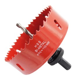 LAIWEI Hole Saw 110 mm, Heavy Duty Mandrel Hole Drill, 4341 Drill, Hole Cutter for Drilling Holes in Wood, Aluminium, PVC and Other Materials, Drilling Tools