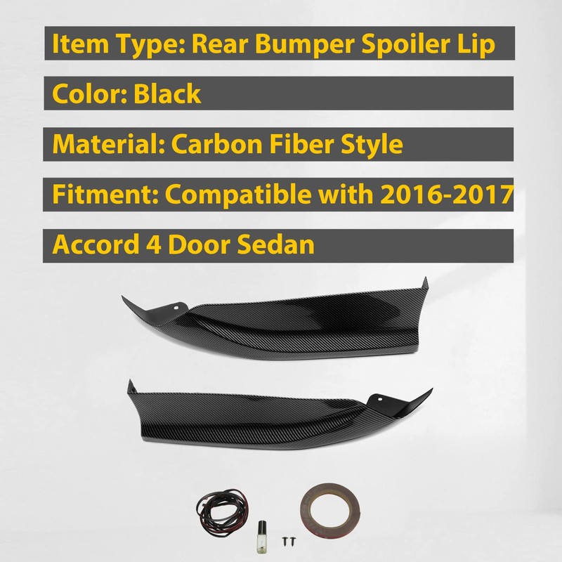 KUAFU Rear Bumper Lip Underbody Spoiler Splitter Compatible with 2016-2017