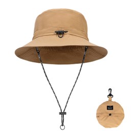 JUPSK Men's Bucket Hats, Summer Outdoor Sun Hat Quick-Dry Foldable Fishing Hat for Men Women, UPF50+ Sun Protection Hiking Cap for Adults Khaki