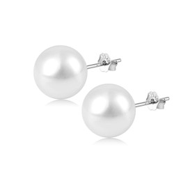 3 Pairs of Earrings Pearl Silver 925 Pearl Earrings Women's Earrings for Women White Freshwater Pearl Earrings 6 mm/8 mm/10 mm