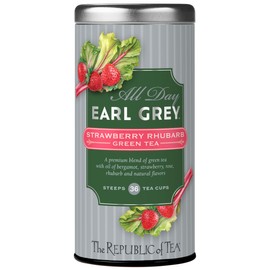 The Republic of Tea – All Day Earl Grey Strawberry Rhubarb Green Tea, Naturally Caffeinated, 36 Tea Bags