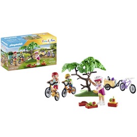 PLAYMOBIL Family Fun 71426 Mountain Bike Tour, Camping, Fun Bike Trip with the Family, with Three Bikes, Helmets and a Backpack Full of Supplies, Toy for Children from 4 Years
