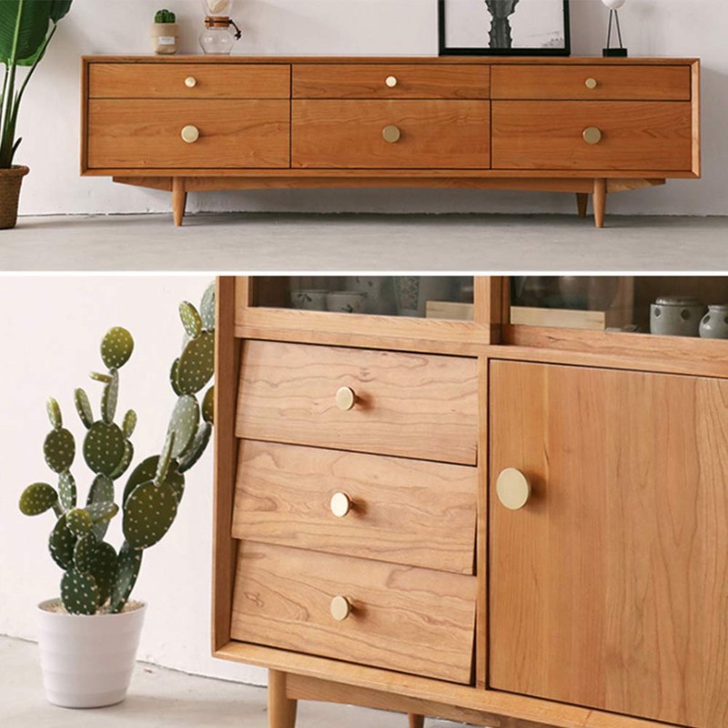 4 Pieces Solid Brass Round Single Hole Small Handle Cabinet