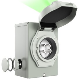 CircleCord 30 Amp 4 Prong Generator Power Inlet Box, NEMA L14-30P Power Inlet Box for 4 Prong Generator Cord, 125/250 Volt, 7500 Watts, Weatherproof, Outdoor Use for Emergency Ready, ETL Listed