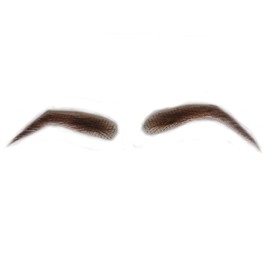 Light Brown False Eyebrows Human Hair Artificial Real Hair Handmade Crochet False Brows Invisible Realistic Natural Fake Eyebrows