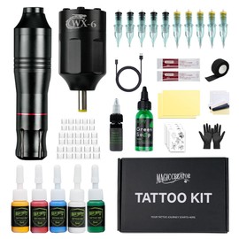 Robert Rotary Machine with wx6 Battery tattoo kit, Type C Fast charging, 1300mAh Battery Power Supply. Rotary Machine Kit Complete kit (Black)