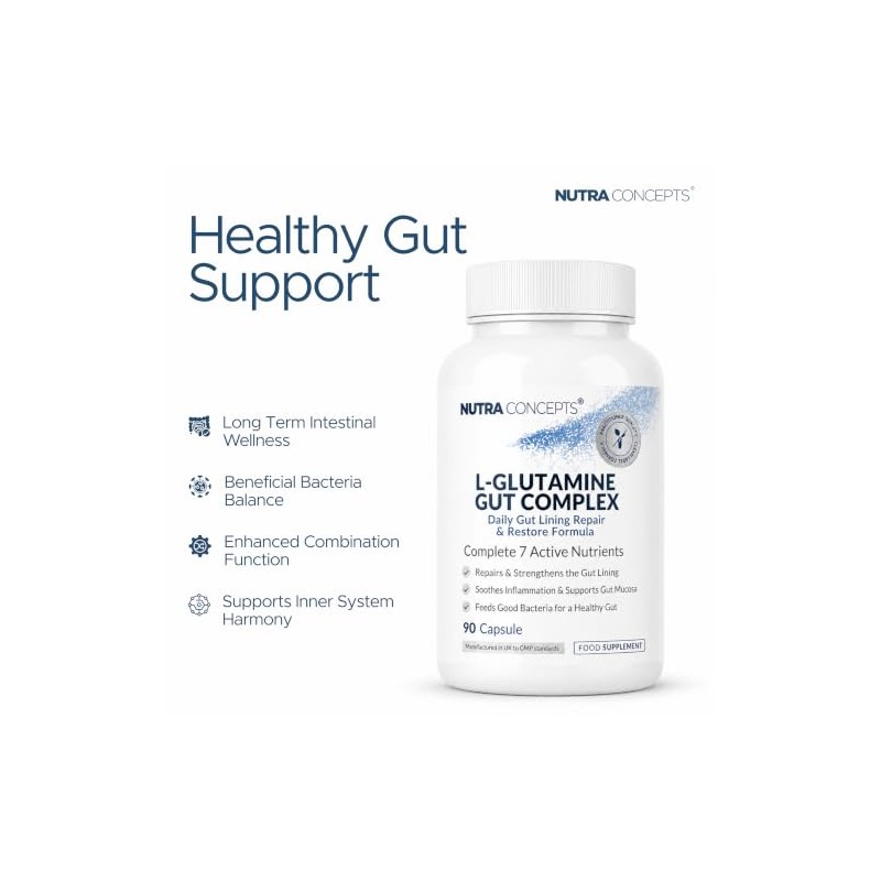 L-Glutamine Gut Complex - 90 Vegan Capsules - Gut Lining