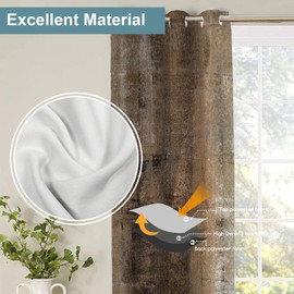 Shrahala Brown Abstract Art Blackout Window Curtains, Grey Acrylic Thermal Insulated Curtains Grommet Top Window Drapes for Living Room, Bedroom (2 Panels,52 x 84 in)