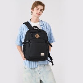 abshoo 29L Backpack for School College Bookbag Middle High School Backpacks Casual Daypack Travel Backpack (Black)