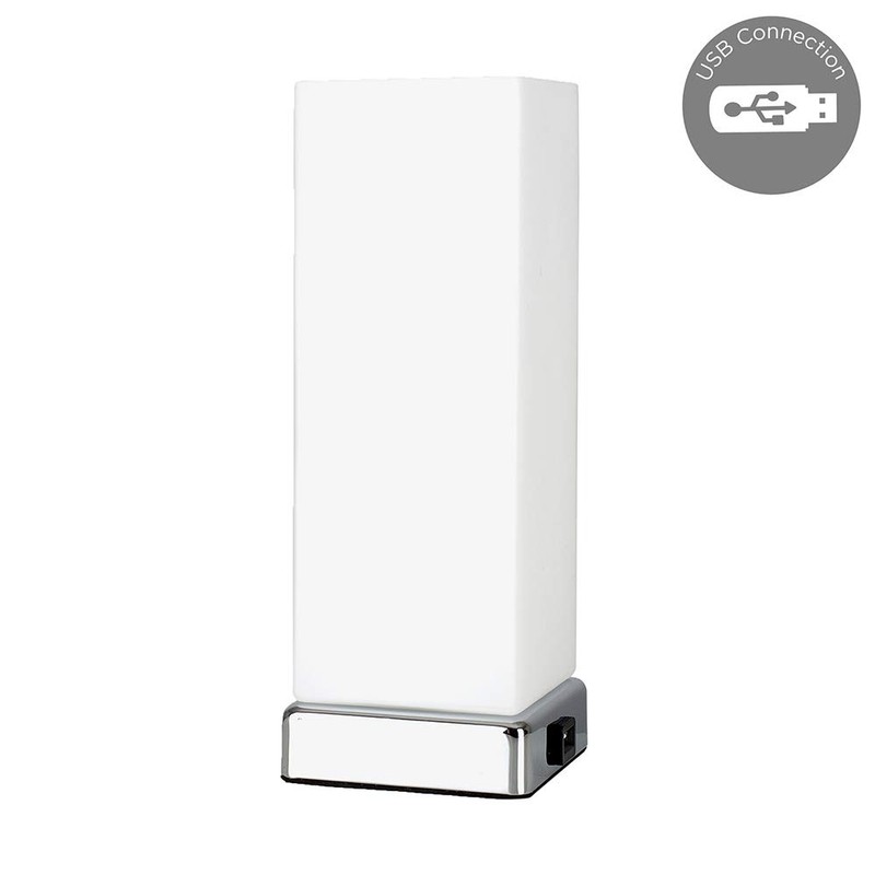 MiniSun Modern Chrome & White Frosted Glass Bedside Touch Table