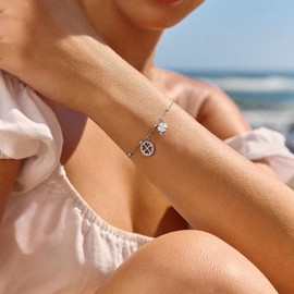 KissYan Silver Heart Bracelet for Women, Stainless Steel Tiny Heart Pendant Chain Bracelets Adjustable Cute Jewelry Gift(Style 3)