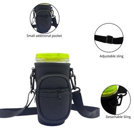 sussie daddy Cruise Cup Holder Sling with Pocket for RC Refillable Soda Cup – Neoprene Carrier with Adjustable Strap, Phone & Card Holder – Hands-Free for Royal Caribbean Cruises (1, Black)