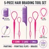 5 Piece Hair Braiding Tools Set with Rat Tail Comb