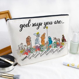 Christian Gifts For Women Makeup Bag Religious Inspirational Gift For Women Birthday Mom Sister Best Friend Bible Verse Cosmetic Bag Gift Spiritual Religious Gifts God Says You Are