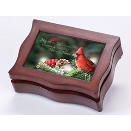 Cottage Garden Special Treats Wavy Woodgrain Digital Music Box/Jewelry Box Plays White Christmas