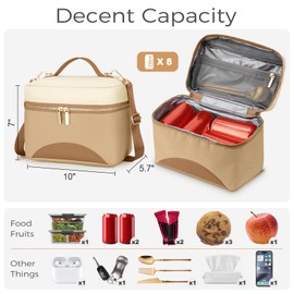 WOOMADA Insulated Lunch Bag For Women - Leakproof Adult Lunch Box With Adjustable Strap, Ideal For Office, Picnic, Hiking, Beach - Stylish Cooler Tote Bag