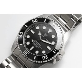 HYAKUICHI 101 Hyakuichi 20 ATM Water Resistant Sweep Second Divers Watch Ceramic Bezel Non-Date Wristwatch, Black, Bracelet Type