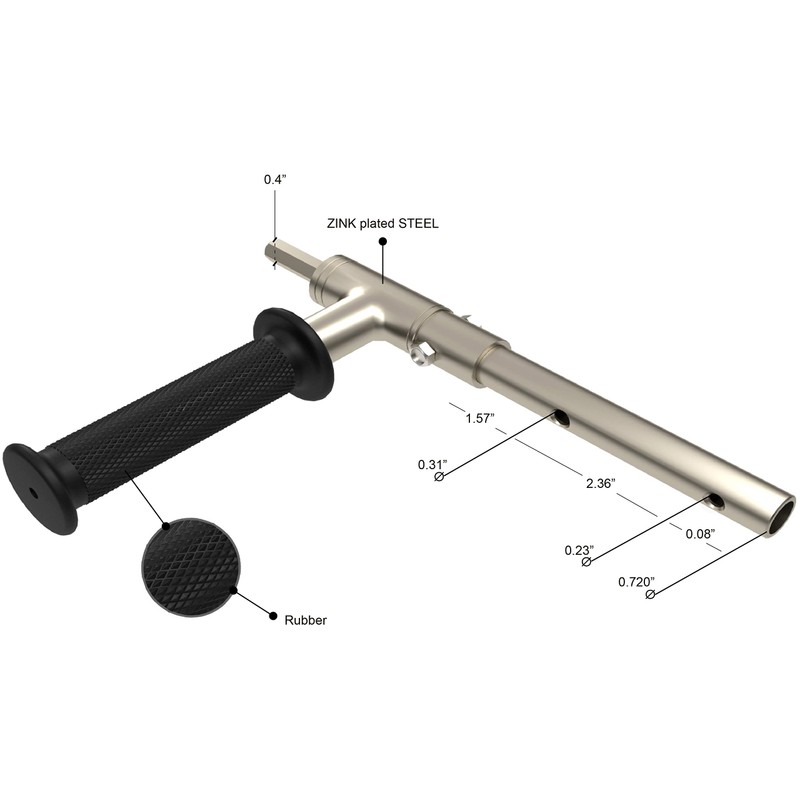 Ice Auger Drill Adapter with Handle - 18mm/0.720" Output Shaft
