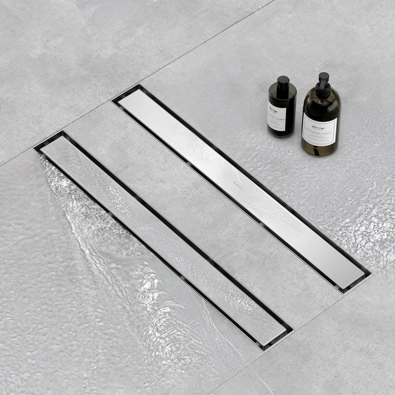 VANCOCO Linear Shower Drain 24 Inch, Brushed 304 Stainless Steel