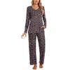 POPYOUNG Womens Fall-Winter 2 Piece Pajama Sets, Long sleeve V-neck