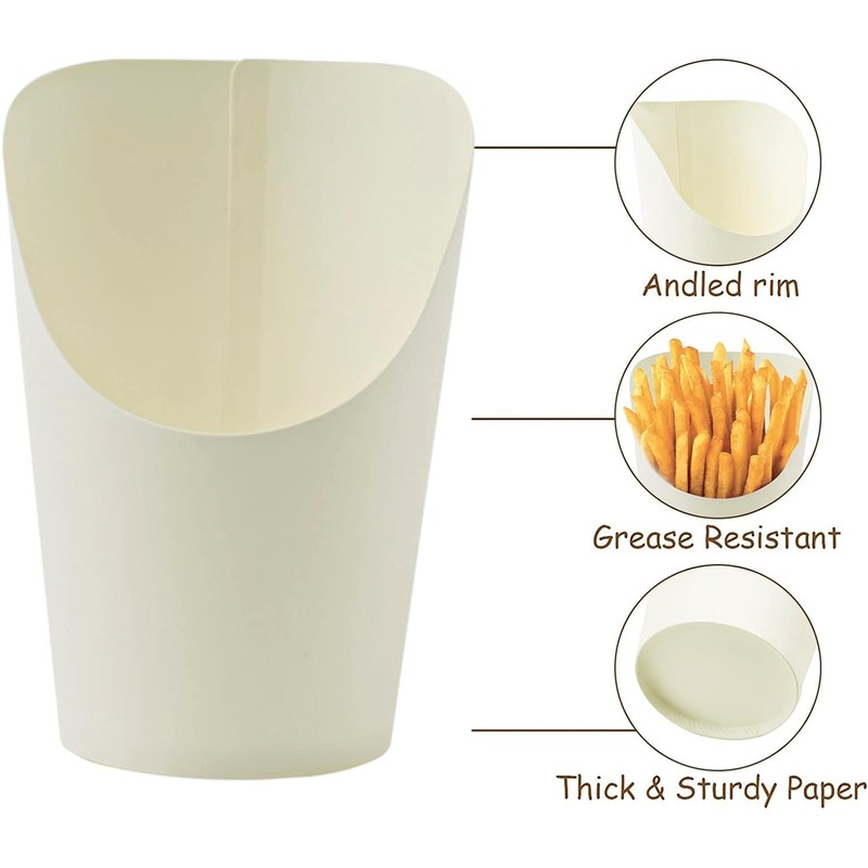 100 Pack Disposable Charcuterie Cups, 14 oz White French Fries