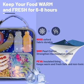 Magcubic Insulated Lunch Bag Women Men,Leakproof Portable Lunch Box for Kids Teen Boys Girls for Office School Camping Hiking Outdoor Beach Picnic-Galaxy