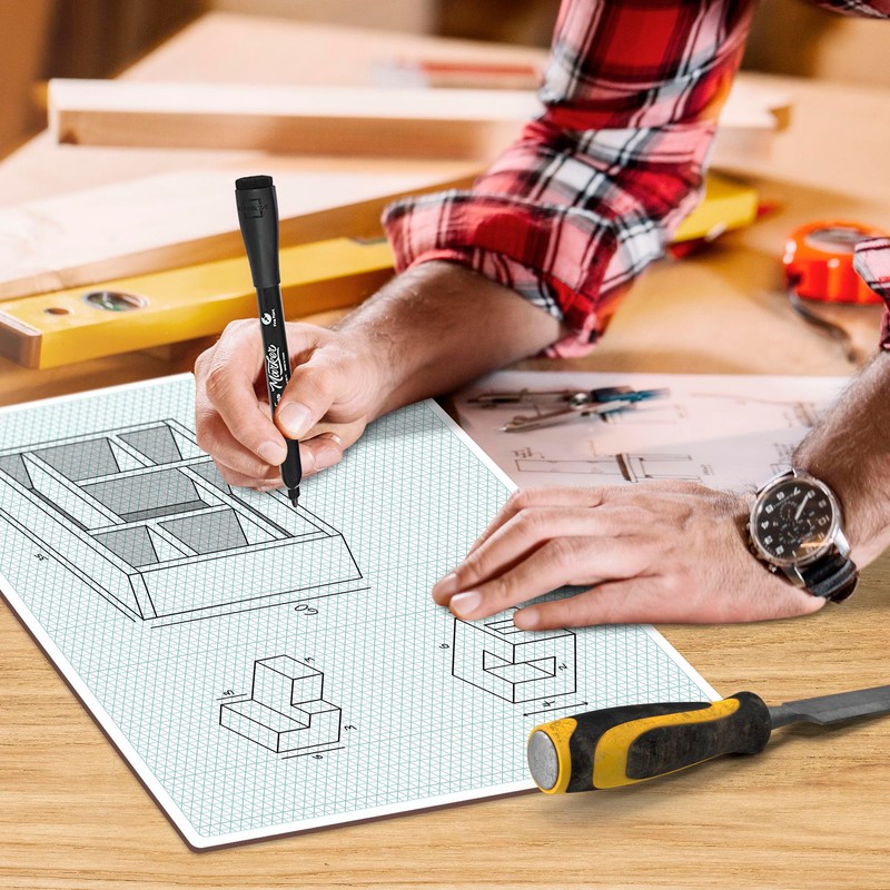 SCRIBBLEDO Isometric Grid 11"x14" Large Graph Dry Erase Board Double-Sided