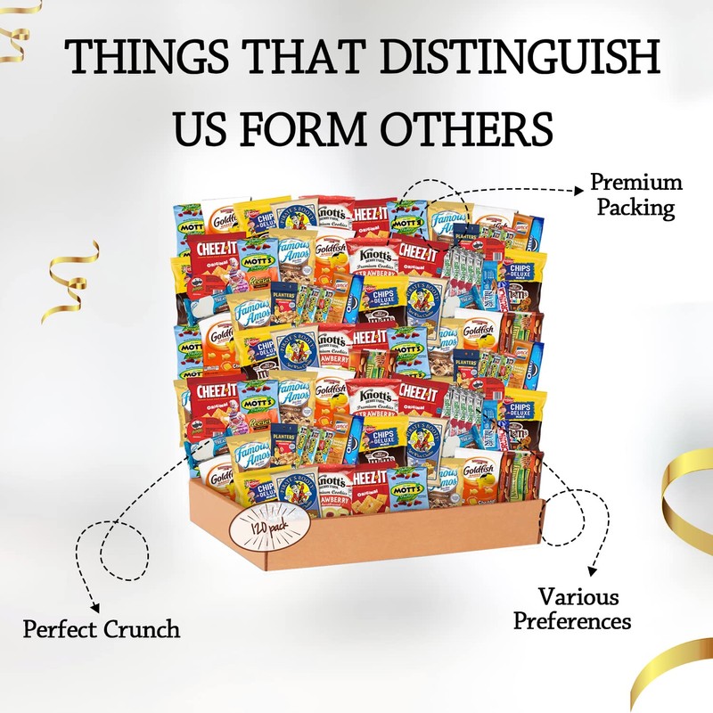 Snack Box Care Package (120 Count) Variety Snacks Gift Box