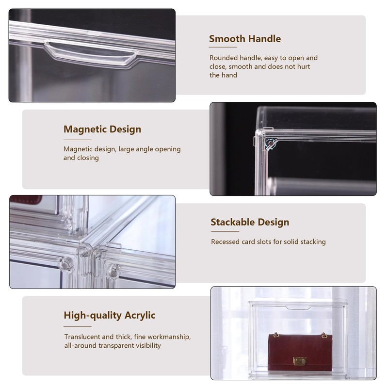 ZLLZUU Purse Organizer for Closet, 5 Pack Clear Acrylic Display